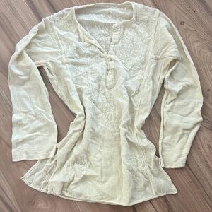Chic Cream Embroidered Women's Tunic